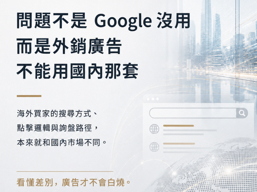 Google 外銷關鍵字廣告代操|把預算花在會詢盤的海外買家,免費廣告健檢立即預約