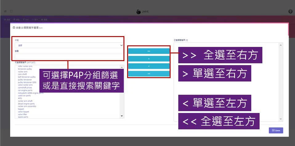 關鍵字選擇操作流程 STEP3